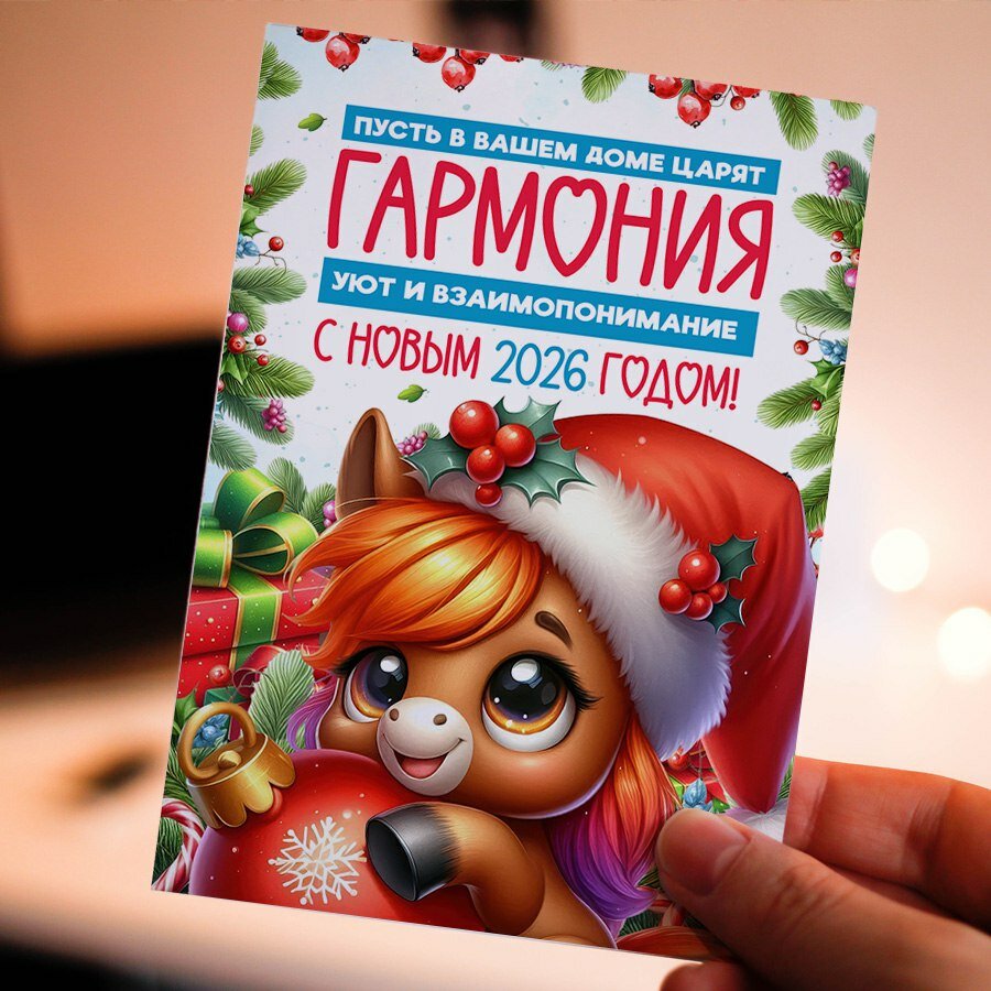 Новогодние открытки, Поздравительная открытка с Новым Годом , красивые яркие принты, формат А5