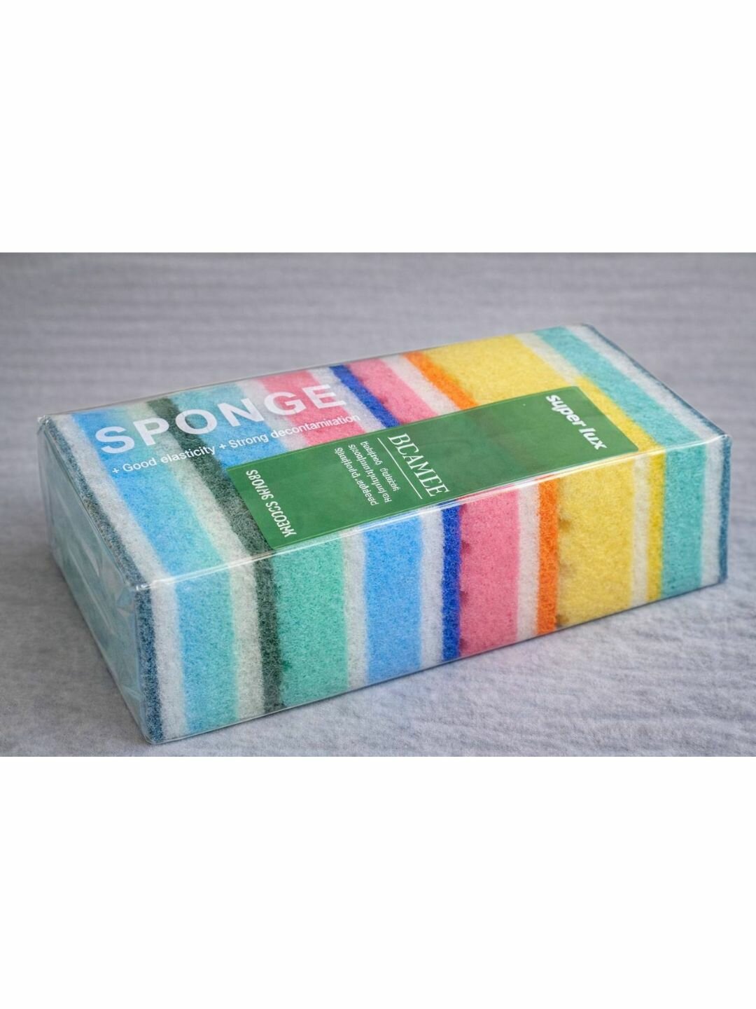 Губки для мытья посуды Super Lux, набор 6 шт, кухонные, разноцветные — фото 1