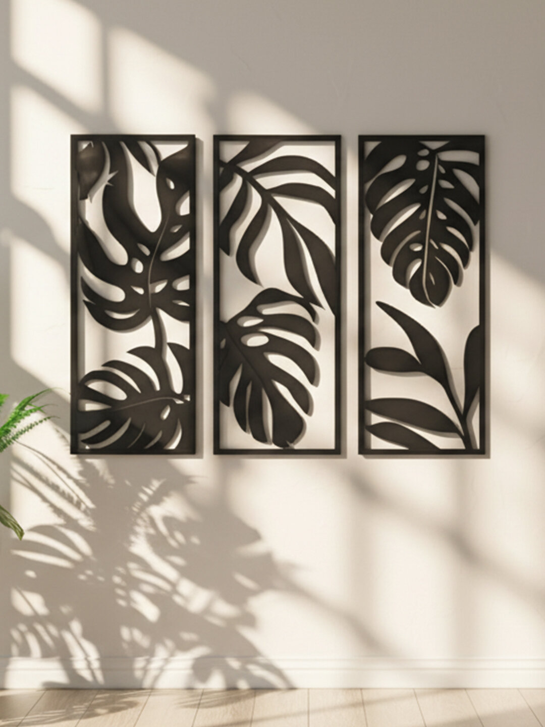 Настенные декоративные панно из дерева набор 3 шт, размер 100×40 см, модерн