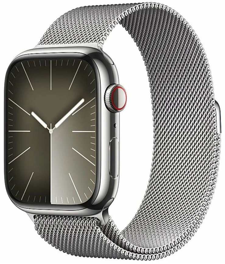 Умные часы Apple Watch Series 9 45 мм Steel Case GPS + Cellular, Silver Milanese Loop