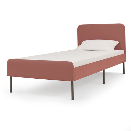 Каркас кровати Pragma Selenga с реечным основанием, спальное место 90х200 см, размер 94х206 см, обивка: велюр, пыльно-розовый