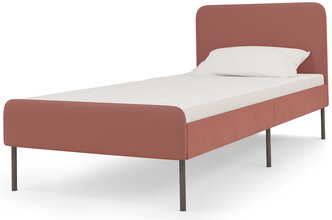 Каркас кровати селенга с реечным основанием, спальное место 90х200 см, размер 94х206 см, обивка: велюр, пыльно-розовый