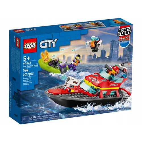 Конструктор LEGO City 60373 Пожарно-спасательная лодка, 144 дет. lego city внедорожник пожарной службы со спасательной лодкой игрушка пожарной службы
