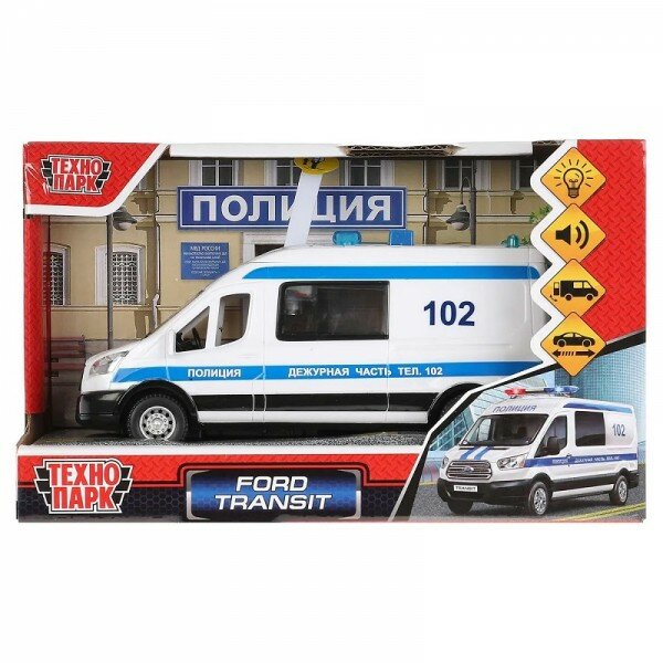 Машинка Технопарк Ford Transit Полиция, арт. TRANSITVAN-16PLPOL-WH