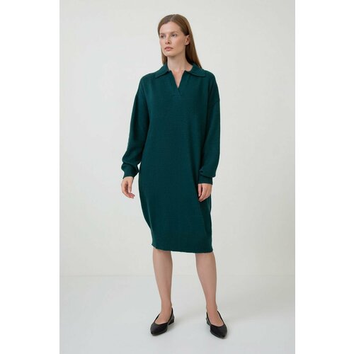 фото Платье-поло baon, повседневное, оверсайз, вязаное, размер 42, зеленый