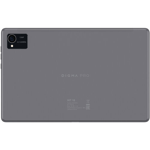 Планшет Digma Pro HIT 16 T616 20 8C RAM6Gb ROM128Gb 104 IPS 2000x1200 3G 4G Android 13 серый 13Mpix 5Mpix BT GPS WiFi Touch microSD 1Tb 7000mAh 14113₽