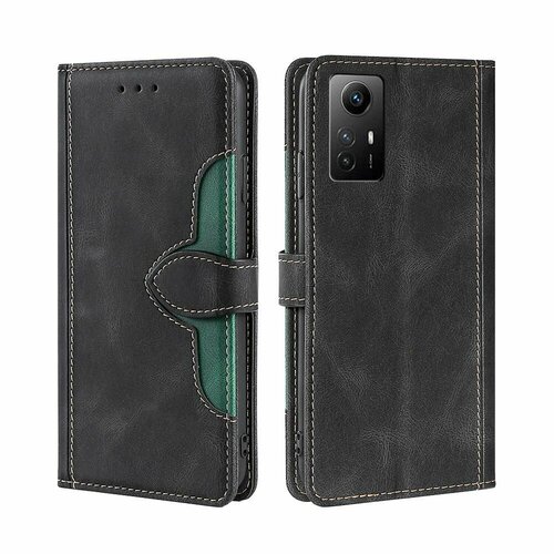 чехол книжка mypads для xiaomi redmi note 11 redmi note 11s сяоми редми ноте 11 ноте 11s смешать два цвета черный серый Чехол-книжка MyPads для Xiaomi Redmi Note 12S / Сяоми Редми Ноте 12S 4G, узор в сочетании с другим цветом (черный)