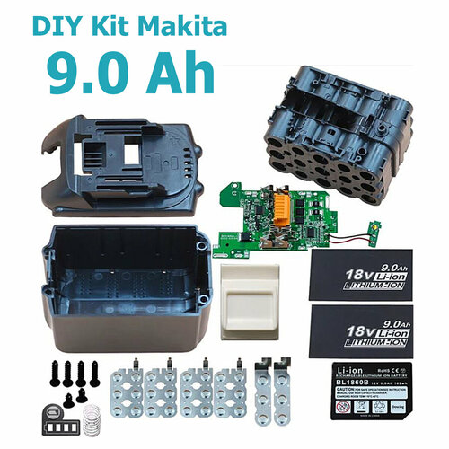 DIY Kit набор Star для Makita 9 A.h, корпус аккумулятора на 15 элементов, 18V. Комплект для сборки