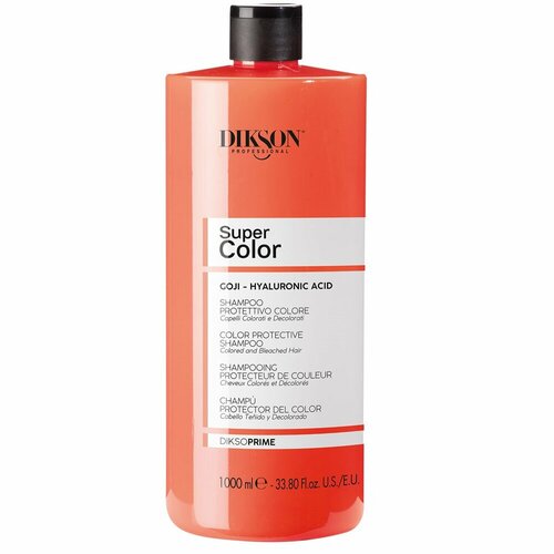 Шампунь для окрашенных волос с экстрактом ягод годжи Dikson Diksoprime Color protective shampoo with goji berries and hyaluronic acid, 1000 мл