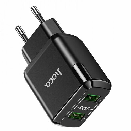 Сетевое зарядное устройство USB Hoco N6 (18W, 2 порта, быстрая зарядка QC3.0) Белый borofone ba72a usb a кабель usb c 1м qc3 0 18w сетевое зарядное устройство быстрая зарядка