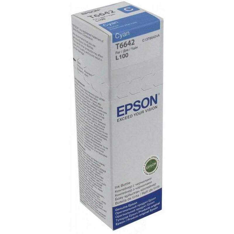 Чернила T6642 для EPSON L210, L120, L132, L355, L222, L110, L366 C13T66424A голубые