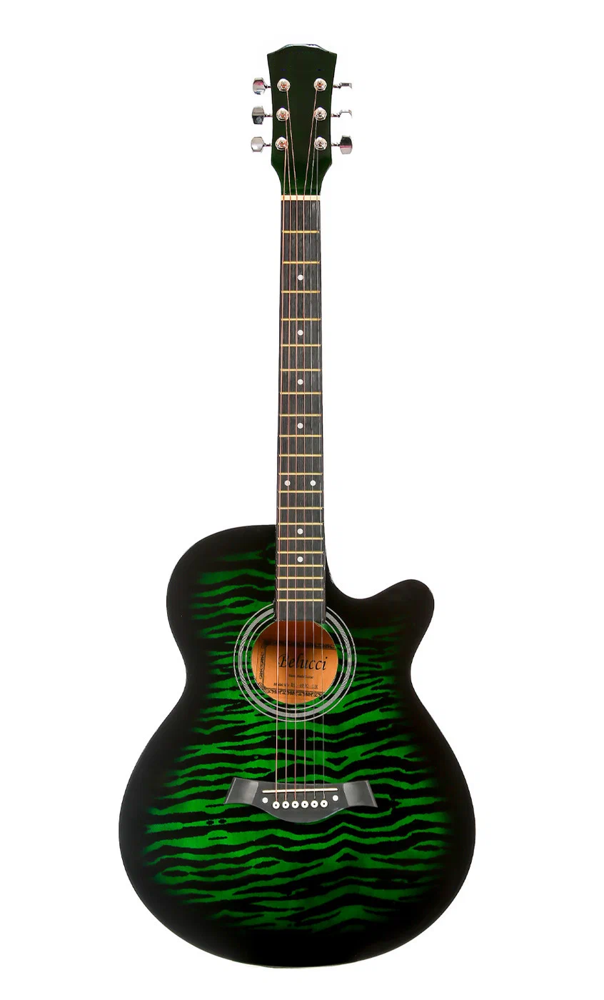Гитара акустическая глянцевая 40" Jordani J4030 Зелёная