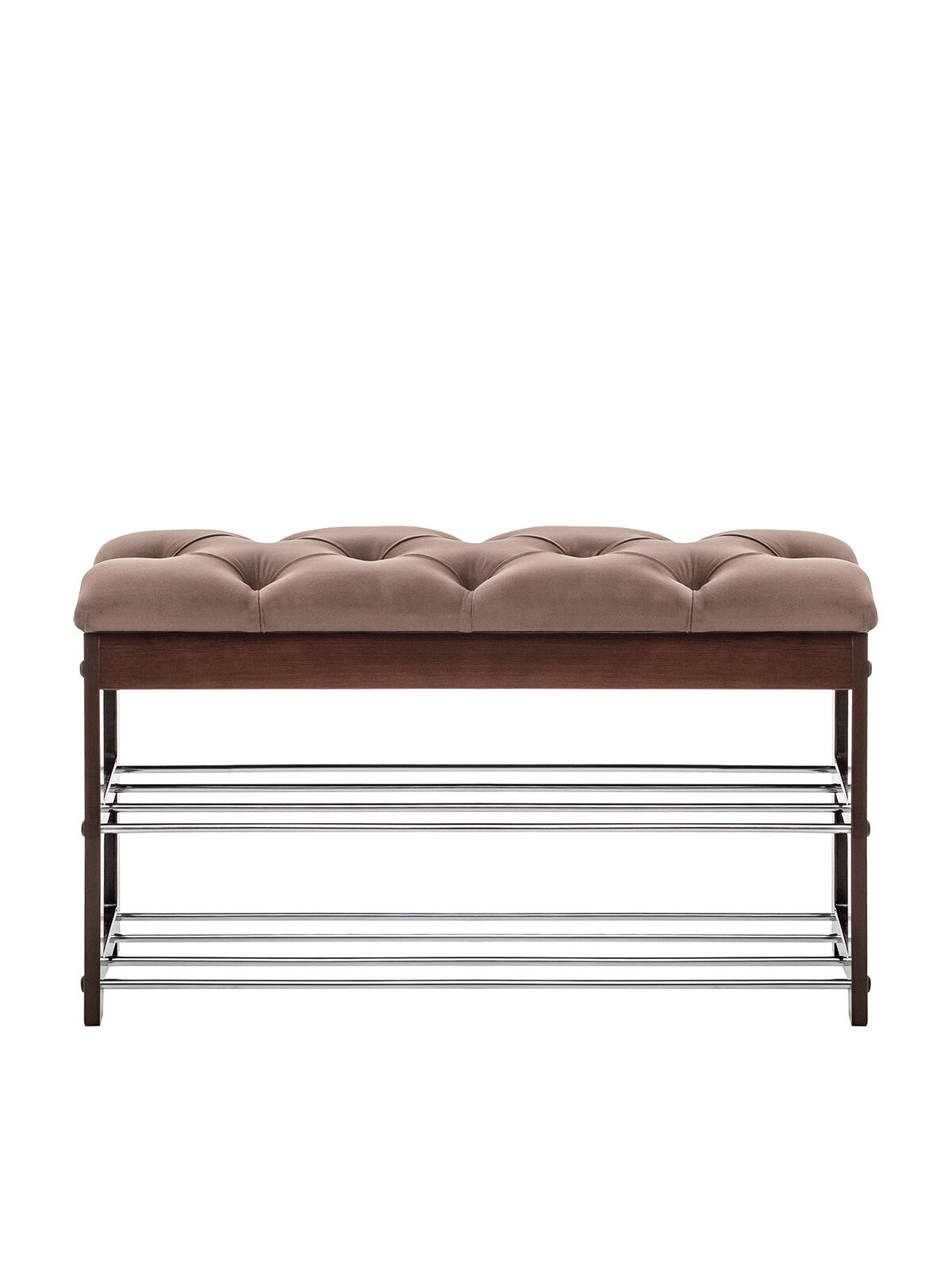 фото Банкетка пуф в прихожую и спальню Leset Грейс, орех каретная стяжка, 79x31x47 см