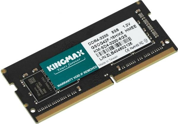 Оперативная память для ноутбука 8Gb (1x8Gb) PC4-25600 3200MHz DDR4 SO-DIMM CL22 KingMax KM-SD4-3200-8GS KM-SD4-3200-8GS