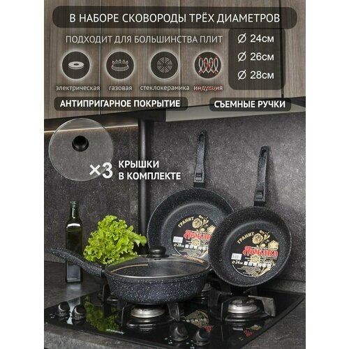 Набор сковородок с крышками