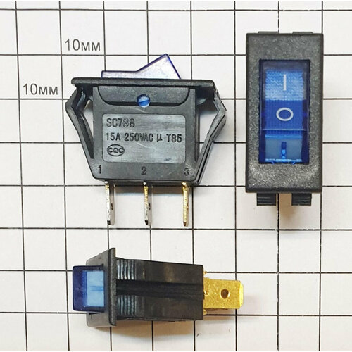 Выключатель SC 788 3c Подсв.220V синий off-on