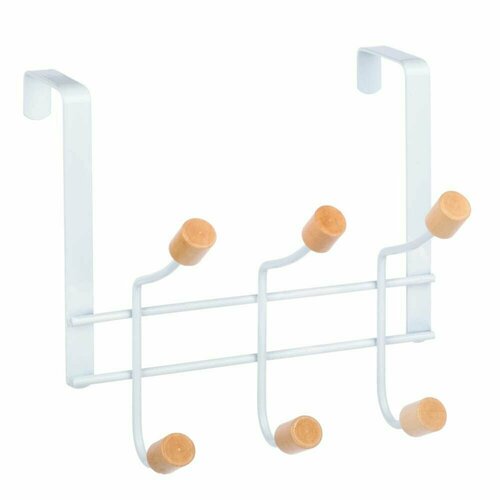 VETTA Вешалка накидная, 3 крючка, металл, дерево серебристый, белый