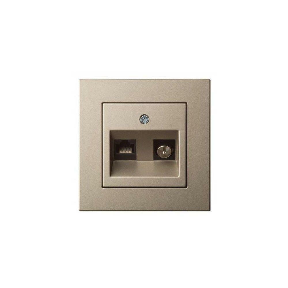 розетка TV/компьютерная RJ45 LIREGUS Epsilon, шампань - фото №1