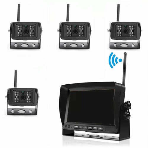 Беспроводные камеры заднего вида 4 штуки для грузовиков автобусов 1224В с видеорегистратором 31500₽