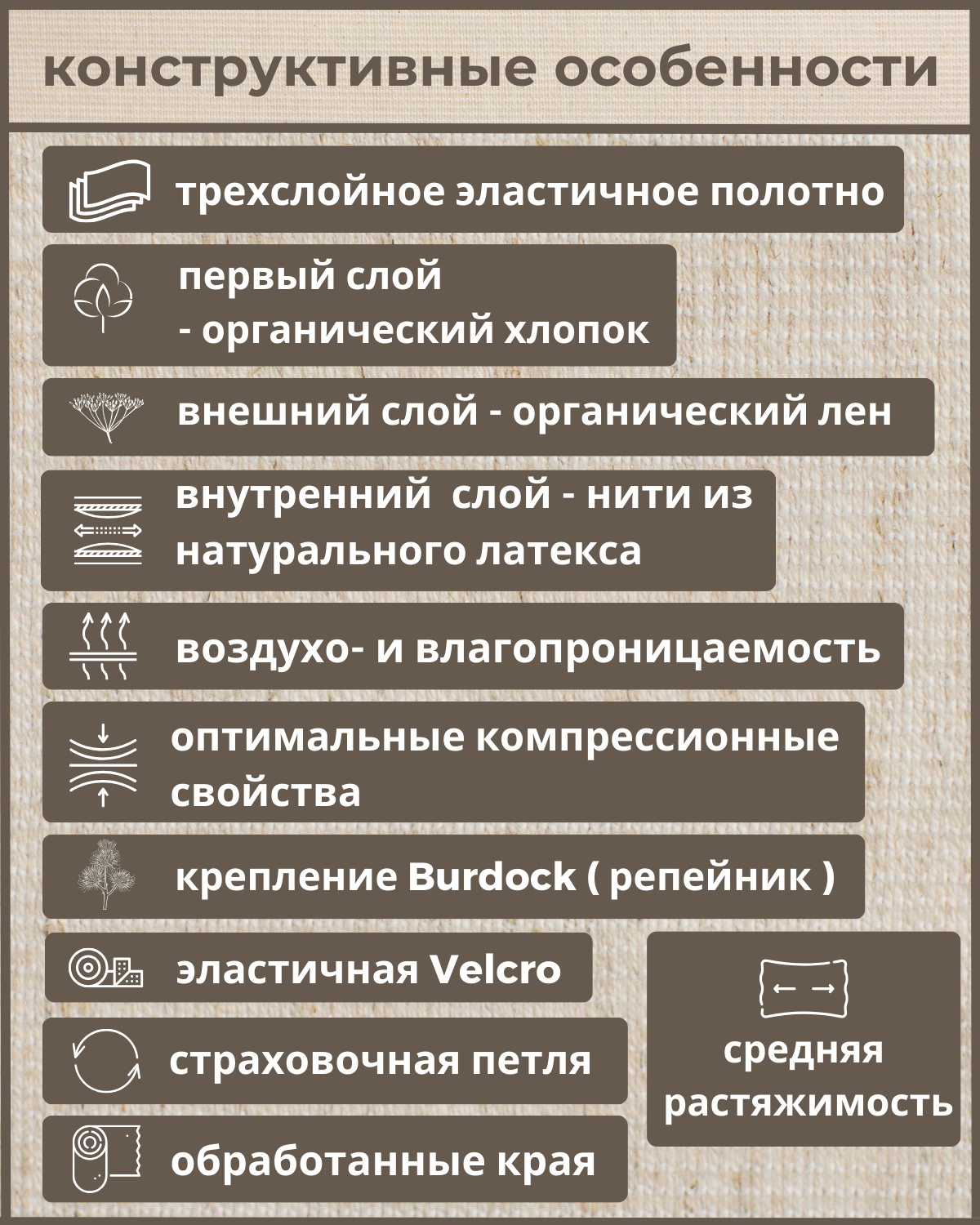 Бандаж Повязка (бандаж) медицинская компрессионная на бедро ЛЁН+ХЛОПОК, застёжка Velcro (липучка), 3,0 м х 10 см, Альмед