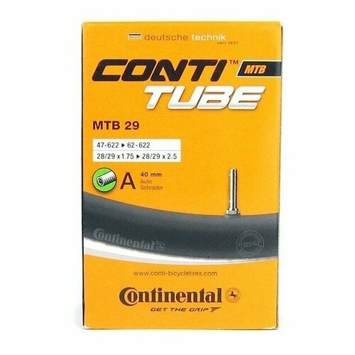 Continental Камера MTB 28 / 29 1.75 - 2/5 , 47-662 / 62-662, велосипедная, ниппель авто 40мм continental камера mtb 28 29 1 75 2 5 47 662 62 662 велосипедная ниппель авто 40мм