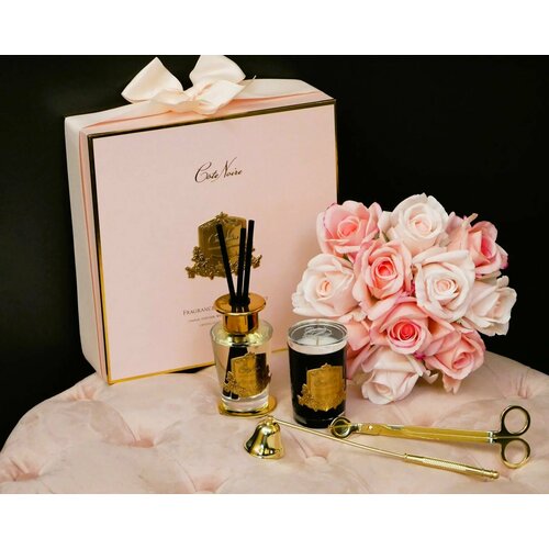 Подарочный набор COTE NOIRE CHARENTE ROSE (диффузор 100 мл, свеча 75гр, набор для тушения и обрезания фитиля )