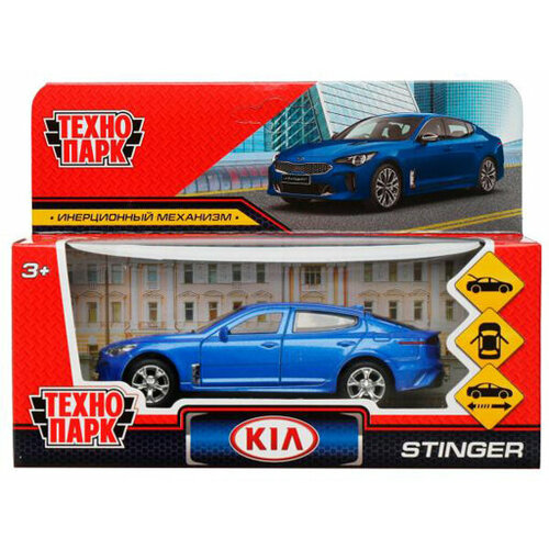 Машина металл KIA STINGER длина 12 см, двери, багаж, инерц, синий, кор. Технопарк в кор.2*36шт