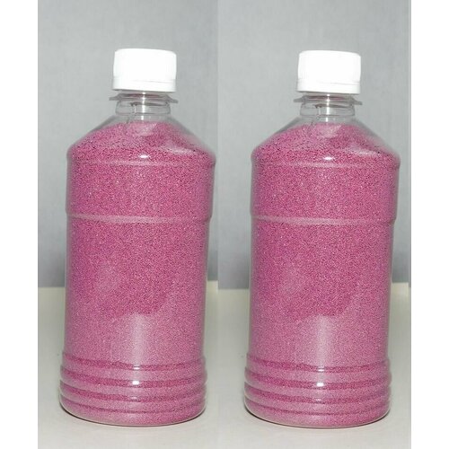 Тёмно-розовый кварцевый песок 1600 гр, 2 шт по 800 гр, для творчества, декора и поделок, рисования, флорариума, песочницы, аквариума, фр. 0,4 - 0,8