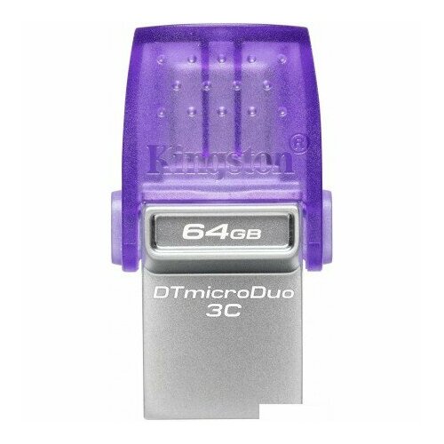 USB Flash Kingston DataTraveler MicroDuo 3C USB 3.2 Gen 1 64GB кабель delock usb type c usb type c usb 3 1 gen 1 5 гбит с 2 метра 3 a цвет черный 83668
