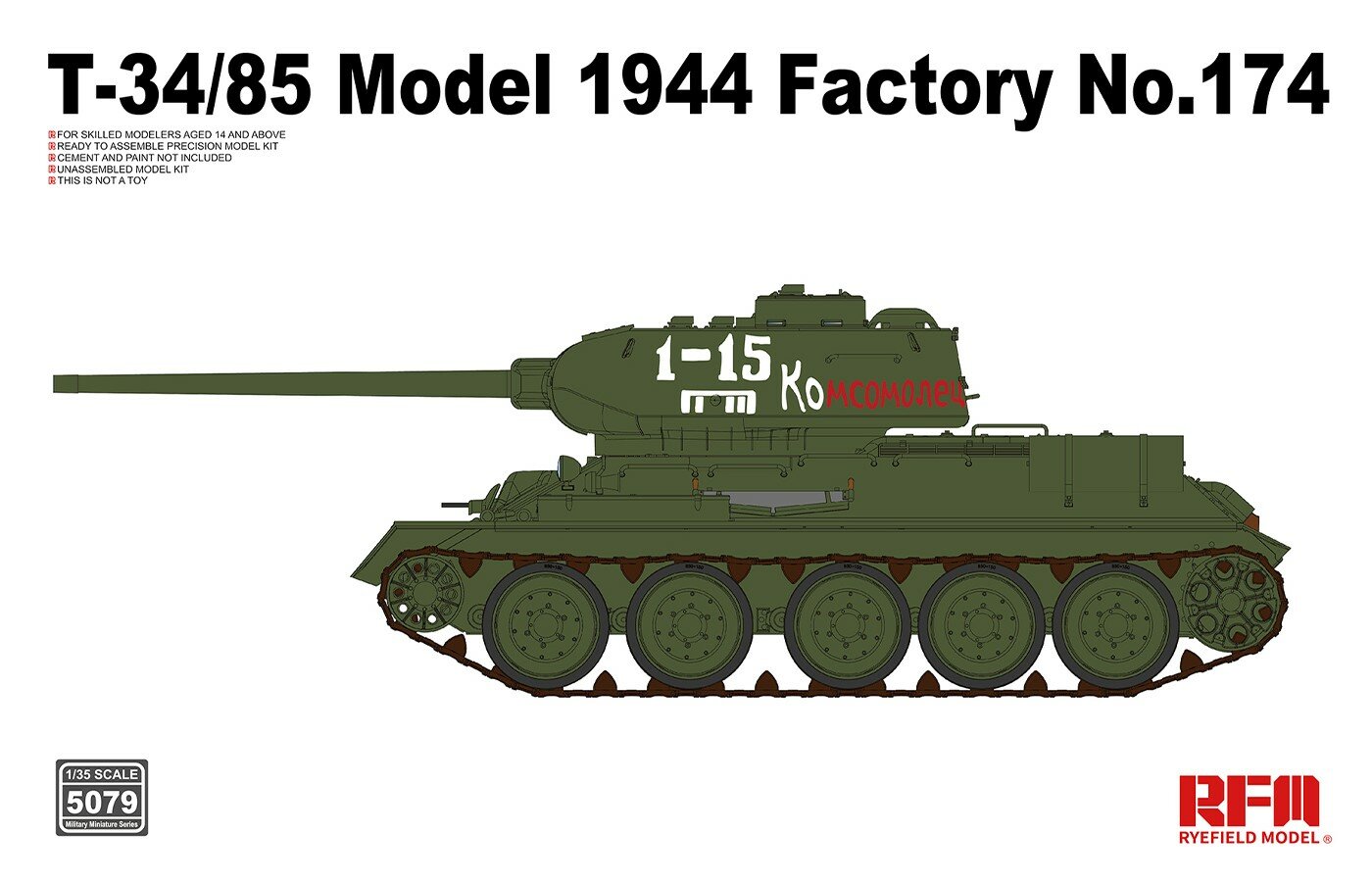 Сборная модель RFM T-34/85 Model 1944 Factory No.174 (5079) 1:35
