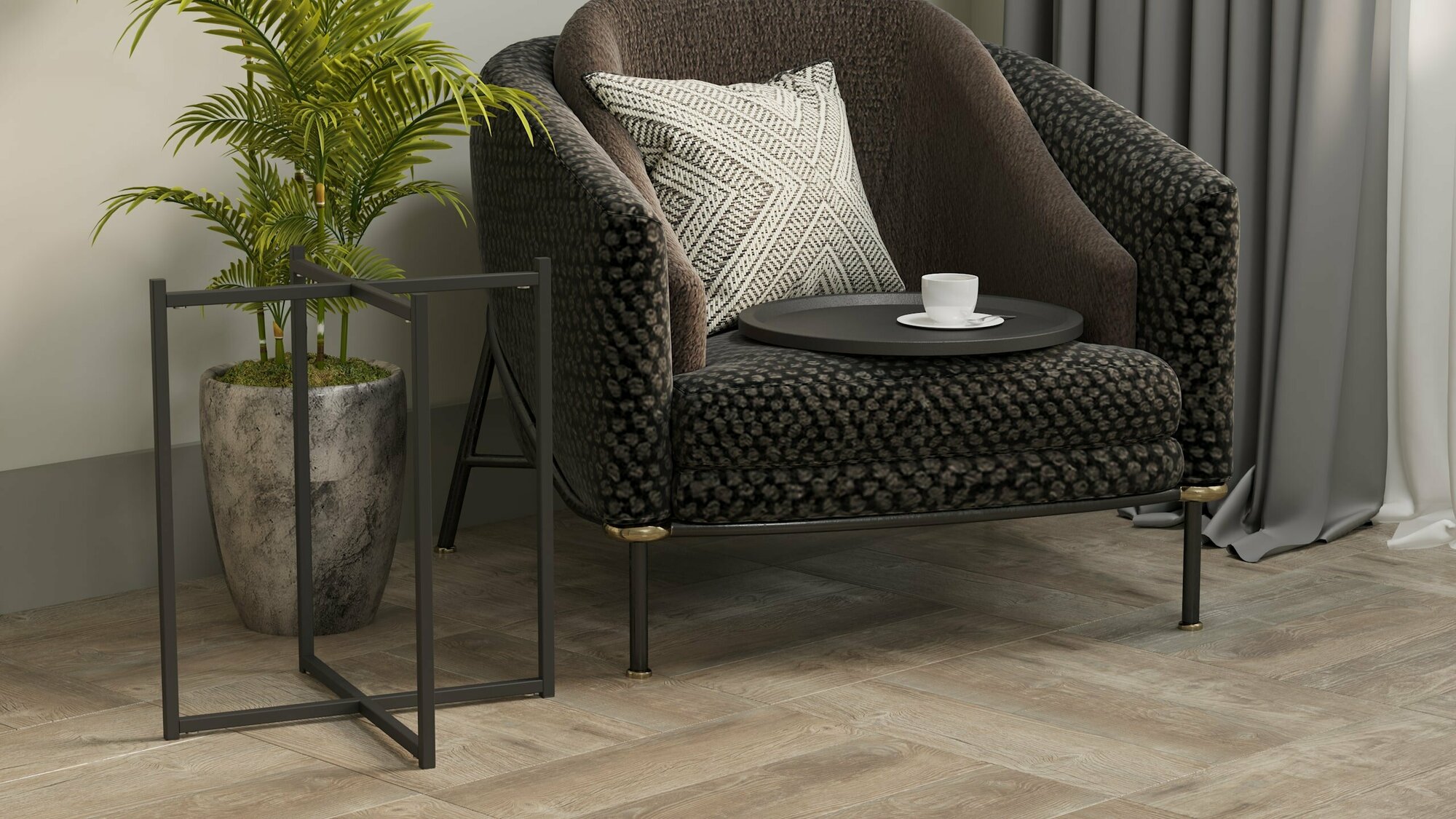 фото Столь журнальный "Бьерн" (черный лофт/черный)