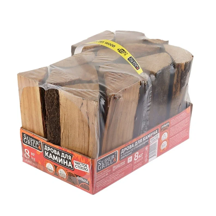фото Дрова для камина ольховые SuperGrill 8кг, 4 уп.
