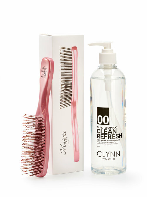 Расческа Majestic Scalp Brush Pastel Pink для ослабленных волос + Шампунь CLYNN By Nature в подарок