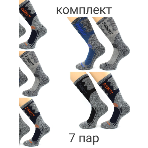 Носки HOBBY LINE, 7 пар, размер 40-44, синий, коричневый, черный, мультиколор, серый