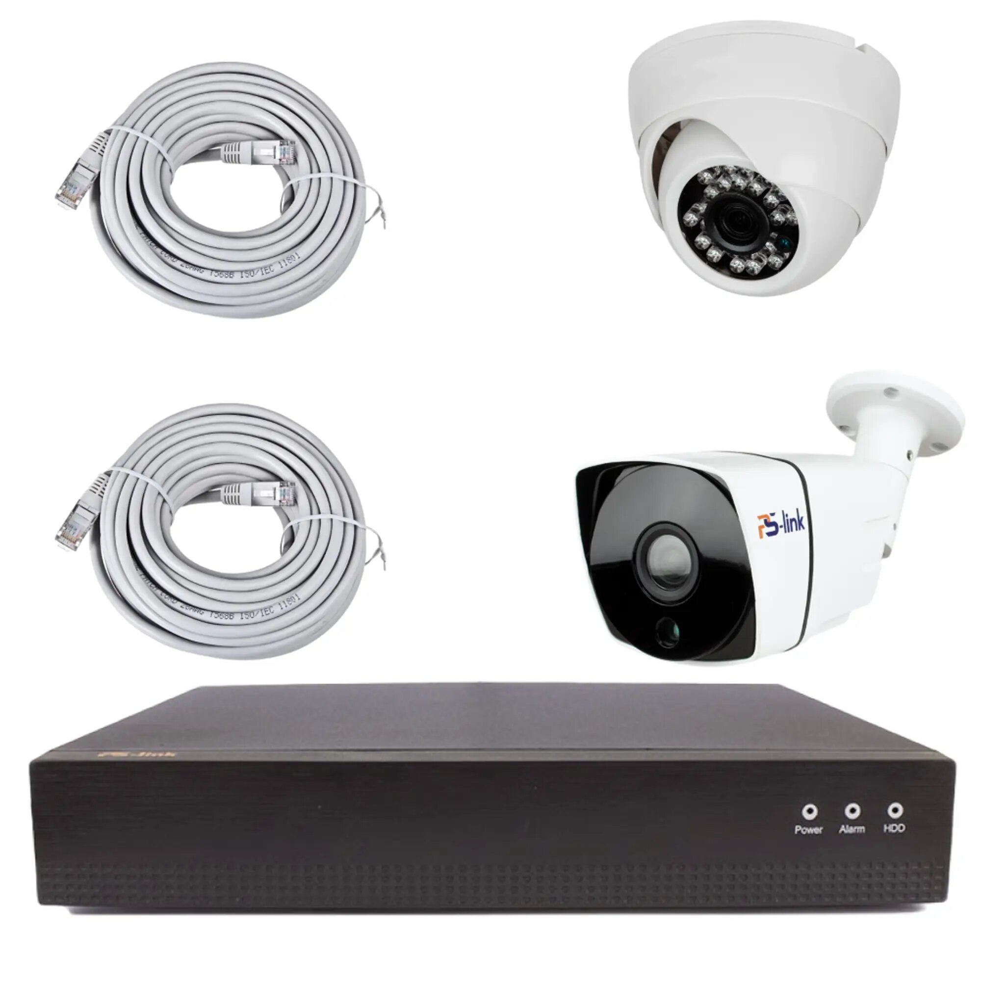 Комплект видеонаблюдения IP Ps-Link KIT-B202IP-POE 1 камера для помещения 1 для улицы 2Мп — фото 11