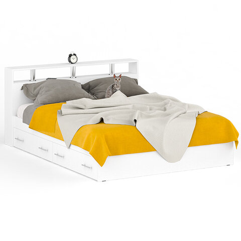 Кровать Камелия с ящиками 1600, цвет белый