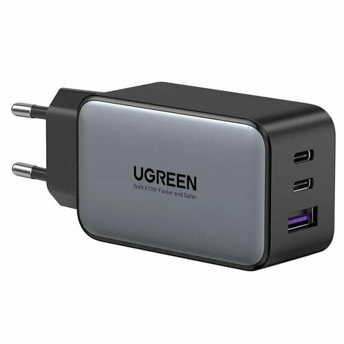 Зарядное устройство UGREEN сетевое USB A +2 USB C 65 W GAN Fast Char(10335), 1602482 зарядное устройство ugreen cd243 10343 usb c usb c pd fast charger 40w eu белое