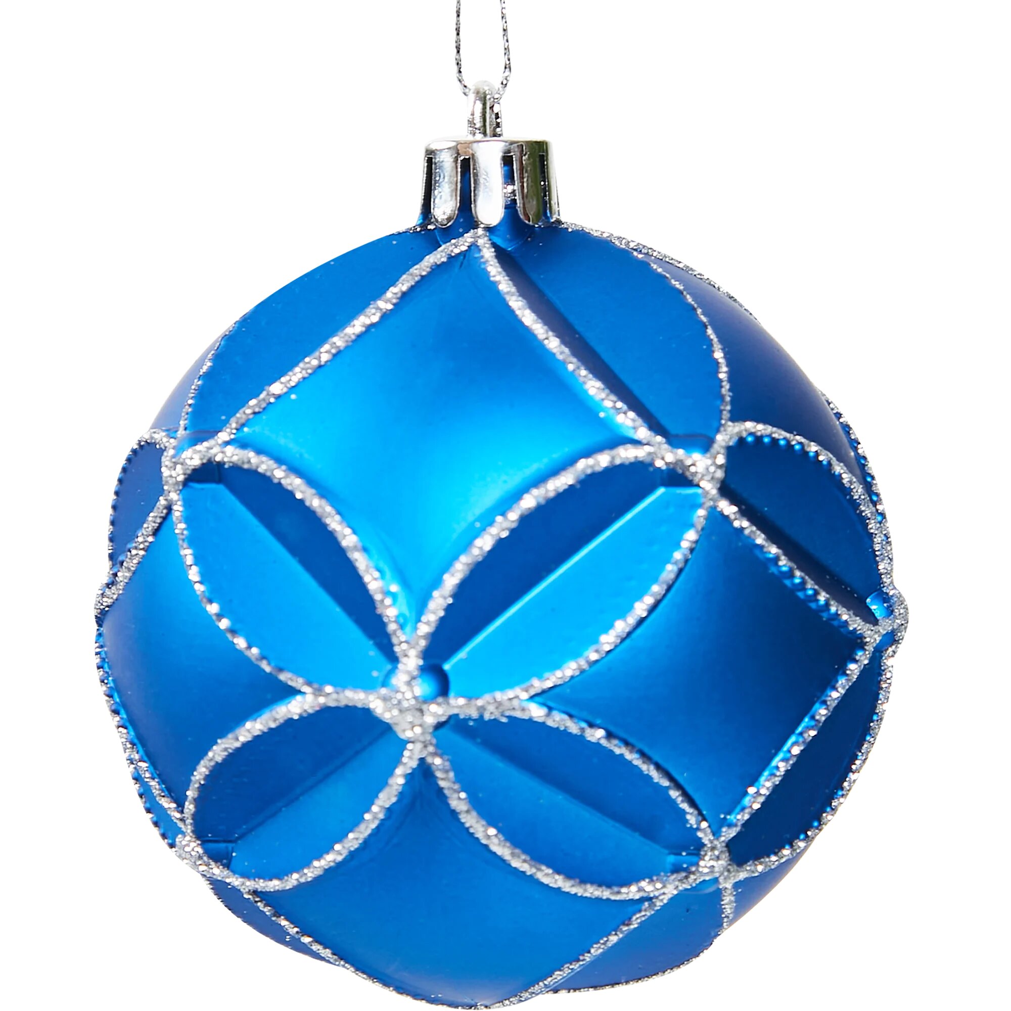 Елочное украшение Шар с объемным узором Christmas ø8 см пластик цвет синий