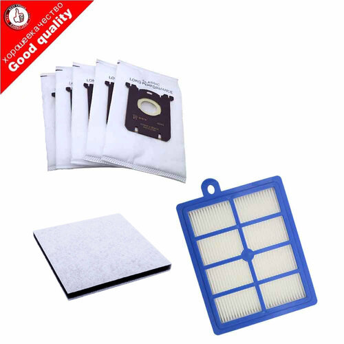 Пылесборники мешки 5 шт HEPA фильтр и фильтр двигателя для пылесоса Philips FC9150 FC9174 FC9010 FC9180 HR8310 1650₽