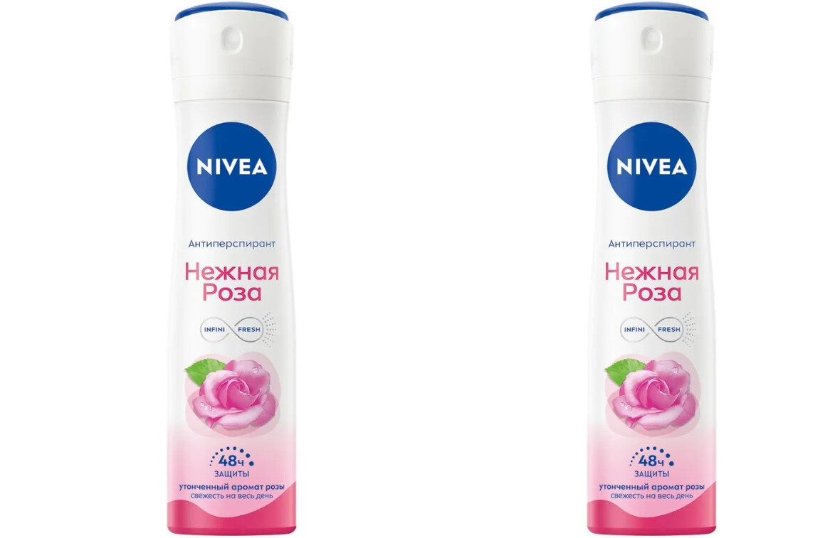 Дезодорант-антиперспирант-спрей Nivea, Нежная роза, 150 мл, 2 уп