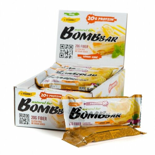 Bombbar, Протеиновый батончик 40шт х 60г (лимонный торт) bombbar протеиновый батончик 40шт х 60г манго банан