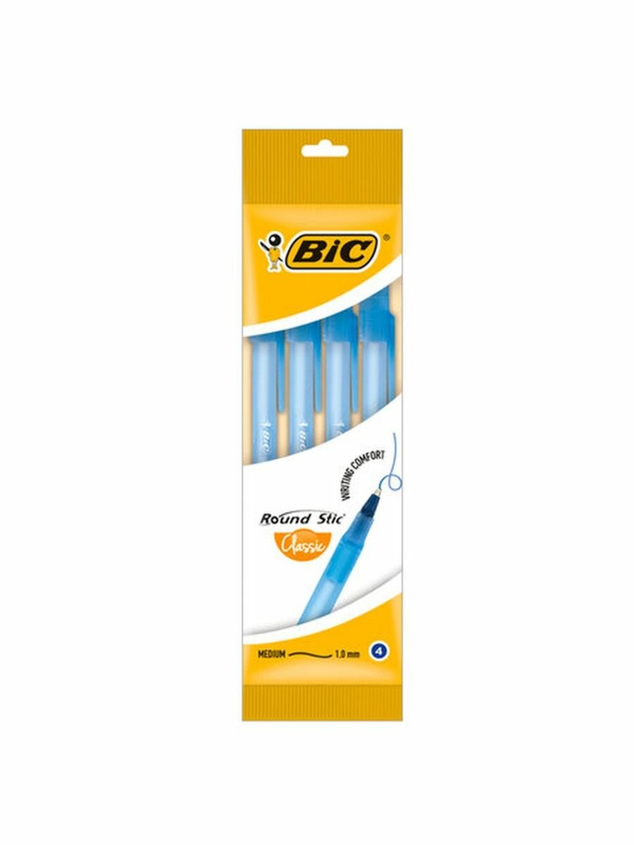 Шариковая ручка BIC Round Stic Classic, синий, 4 шт. (944176) - фото №7