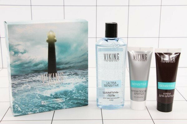 Подарочный набор Viking Ultra sensitive Шампунь-гель Ultra Sensitive 300мл Крем для бритья 75мл Крем после бритья 75мл - фото №10