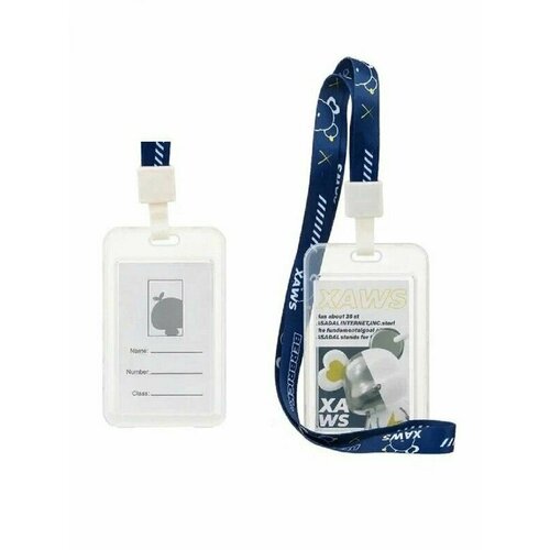 Бейдж вертикальный Мышонок зажим с лентой синего цвета 11 х 68 см 227₽