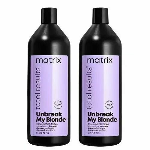 Matrix Шампунь укрепляющий для осветленных волос Total results Unbreak My Blonde с лимонной кислотой, 2 х 1000 мл укрепляющий кондиционер для осветленных волос matrix total results unbreak my blonde 300 мл