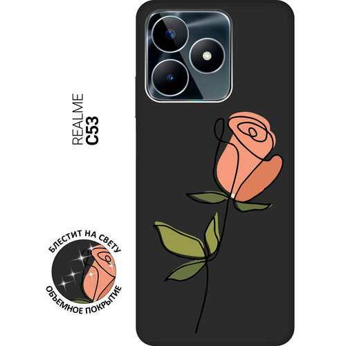 Матовый Soft Touch силиконовый чехол на Realme C53, Рилми С53 с 3D принтом Rose черный матовый soft touch силиконовый чехол на realme c53 рилми с53 с 3d принтом pixel duck черный