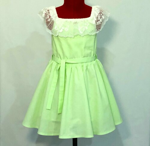 Платье, размер 30-32, зеленый, белый