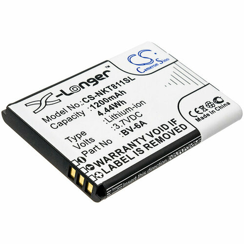 Аккумулятор CS-NKT811SL BV-6A для Nokia 8110 4G, TA-1048, TA-1059 3.7V / 1200mAh / 4.44Wh аккумулятор cameronsino cs nkt811sl для nokia 8110 4g ta 1048 ta 1059