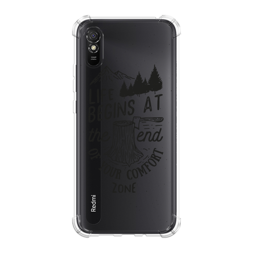 Противоударный силиконовый чехол Life begins at the end black на Xiaomi Redmi 9A / Сяоми Редми 9А