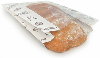 Пакет бумажный с окном 200(110)х65х325мм "Хлеб" белый плоское дно уп/50шт